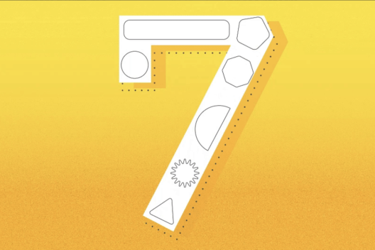 A white 7 on a yellow background