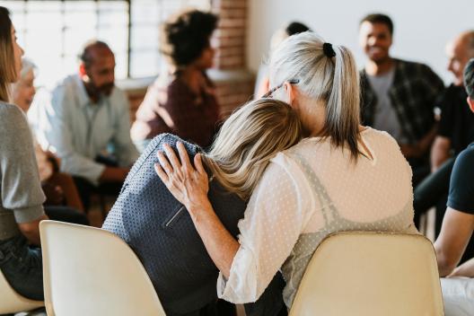 People support each other in a session 
