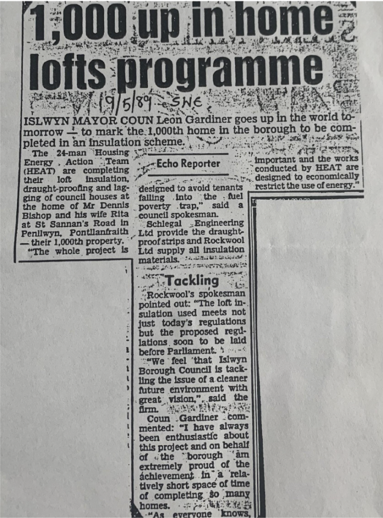 A newspaper clipping reading '1000 up in homes loft programme'