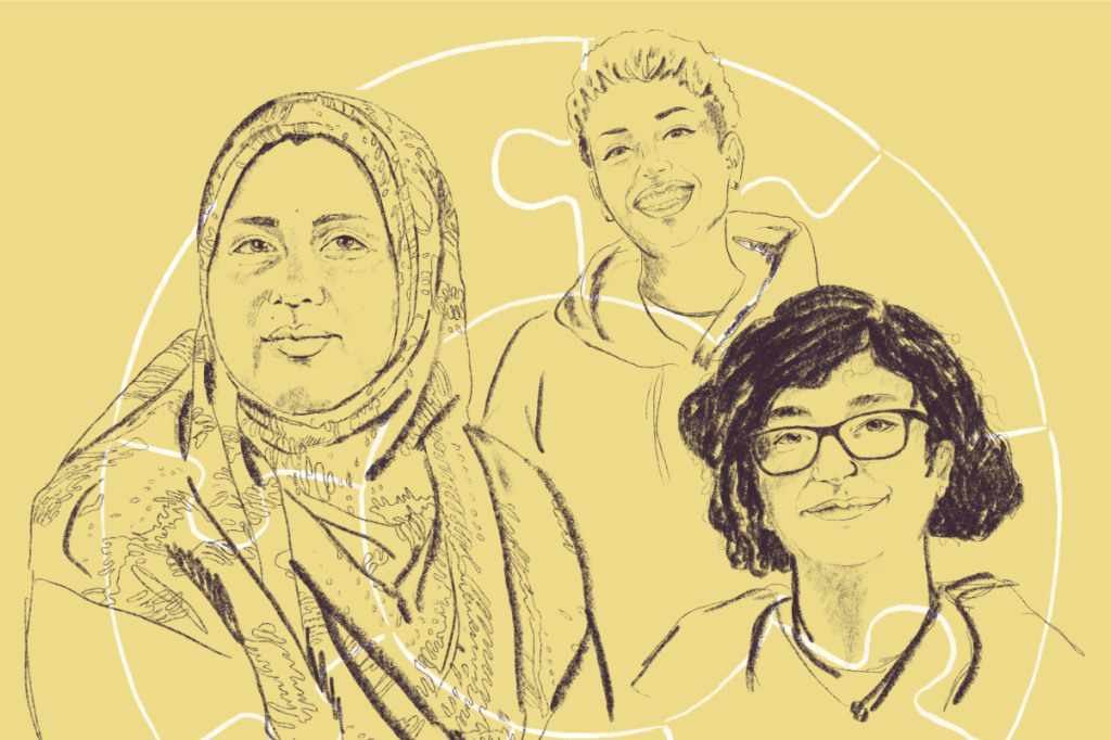 Three women joined together by a jigsaw