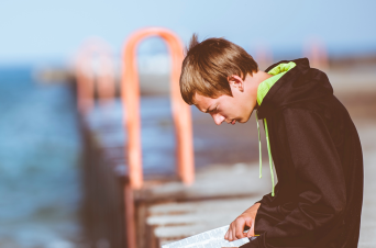 Young boy reading